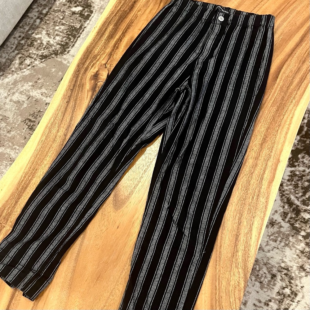Brandy Melville Black Pants with White Pinstripes
